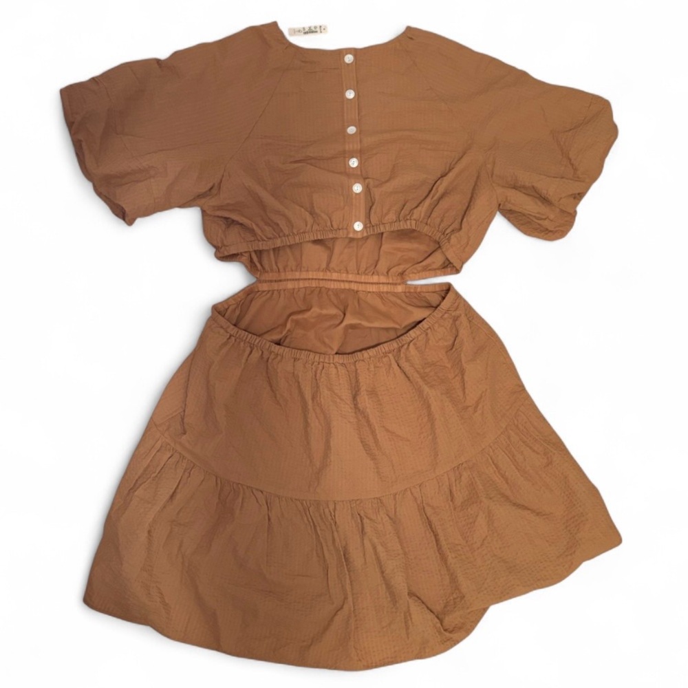 NWT Madewell Seersucker Puff-Sleeve Cutout Mini Dress XXL - Picture 4 of 10